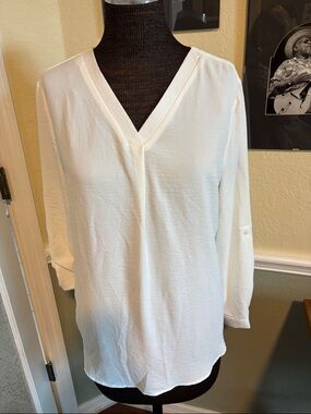 Coral Bay Women's White V-Neck Long Sleeve Top NWT M